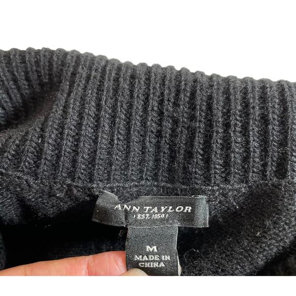 ANN TAYLOR Womens Wool Modal Cashmere Blend Turtleneck Sweater Black Size Medium - Picture 5 of 6